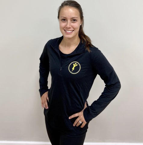 DHF Women's Quarter Zip Black Shirt